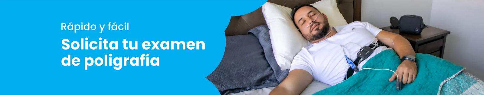 Paciente durmiendo con el equipo de poligrafía respiratoria